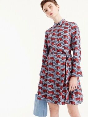 J. Crew Collection silk twill shirt-dress in roaming tiger print